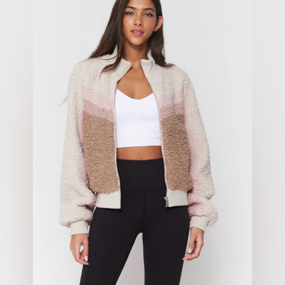 Spiritual Gangster Sherpa Strip Bomber Jacket